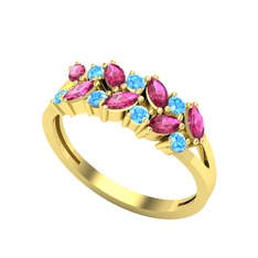 Alida Yüzük - Rodolit garnet ve akuamarin 8 ayar altın yüzük #1h7nipj