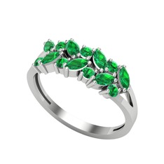 Alida Yüzük - Yeşil kuvars 18 ayar beyaz altın yüzük #1js5dzl