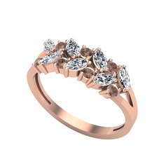 Alida Yüzük - Swarovski ve dumanlı kuvars 925 ayar rose altın kaplama gümüş yüzük #1kmt6pp