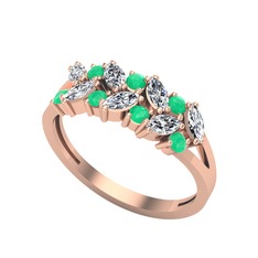 Swarovski ve kök zümrüt 8 ayar rose altın yüzük
