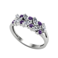 Alida Yüzük - Beyaz zirkon ve ametist 18 ayar beyaz altın yüzük #1lrofid