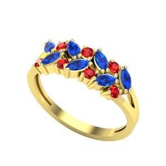 Alida Yüzük - Lab safir ve garnet 925 ayar altın kaplama gümüş yüzük #1mk9skj