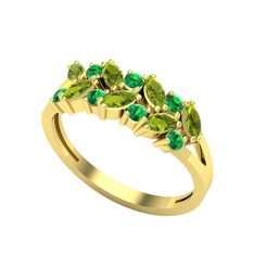 Alida Yüzük - Peridot ve yeşil kuvars 925 ayar altın kaplama gümüş yüzük #1nlbtic