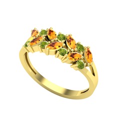 Sitrin ve peridot 14 ayar altın yüzük