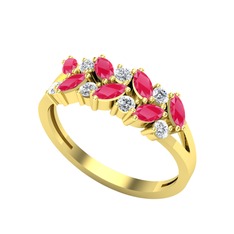 Alida Yüzük - Kök yakut ve pırlanta 14 ayar altın yüzük (0.252 karat) #1rfbke2