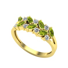 Alida Yüzük - Peridot ve swarovski 925 ayar altın kaplama gümüş yüzük #1rlzhrj