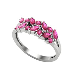 Alida Yüzük - Rodolit garnet 18 ayar beyaz altın yüzük #1rt6li5