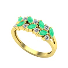 Alida Yüzük - Kök zümrüt ve swarovski 925 ayar altın kaplama gümüş yüzük #1smog1z