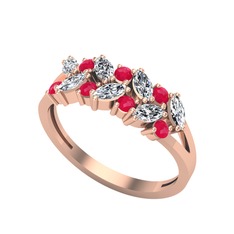 Alida Yüzük - Swarovski ve kök yakut 14 ayar rose altın yüzük #1tmqltk