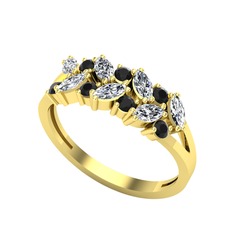 Alida Yüzük - Swarovski ve siyah zirkon 14 ayar altın yüzük #1vb79dj
