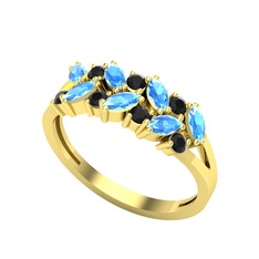 Alida Yüzük - Akuamarin ve siyah zirkon 8 ayar altın yüzük #1wgxs8j