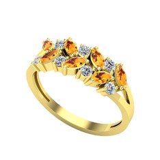 Alida Yüzük - Sitrin ve swarovski 14 ayar altın yüzük #1wwtqdp