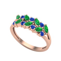 Alida Yüzük - Yeşil kuvars ve lab safir 18 ayar rose altın yüzük #1y22oev