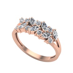 Swarovski ve beyaz zirkon 14 ayar rose altın yüzük
