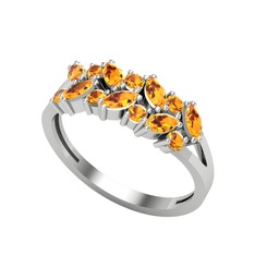 Alida Yüzük - Sitrin 8 ayar beyaz altın yüzük #1ytc6cc