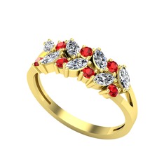 Alida Yüzük - Swarovski ve garnet 925 ayar altın kaplama gümüş yüzük #4hd5ro