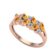 Sitrin ve swarovski 14 ayar rose altın yüzük
