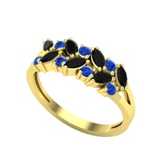 Alida Yüzük - Siyah zirkon ve lab safir 8 ayar altın yüzük #6jn8e6