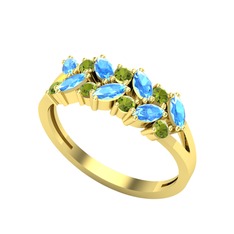 Alida Yüzük - Akuamarin ve peridot 14 ayar altın yüzük #7wlz91