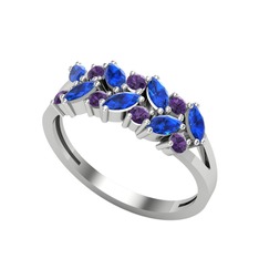 Lab safir ve ametist 925 ayar gümüş yüzük