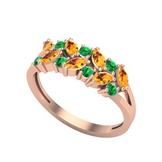 Alida Yüzük - Sitrin ve yeşil kuvars 14 ayar rose altın yüzük #ahw76y