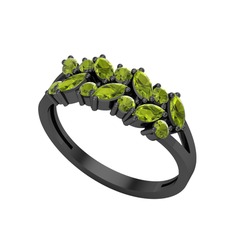 Alida Yüzük - Peridot 925 ayar siyah rodyum kaplama gümüş yüzük #aiad2