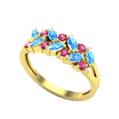 Alida Yüzük - Akuamarin ve rodolit garnet 925 ayar altın kaplama gümüş yüzük #bpxrrd