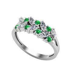 Alida Yüzük - Swarovski ve yeşil kuvars 14 ayar beyaz altın yüzük #e5w1dr