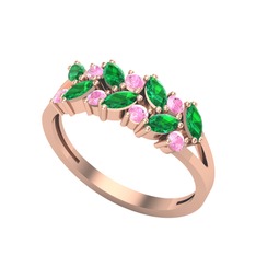 Yeşil kuvars ve pembe kuvars 8 ayar rose altın yüzük