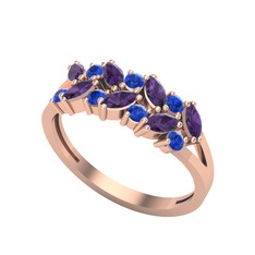 Alida Yüzük - Ametist ve lab safir 8 ayar rose altın yüzük #evlw0s