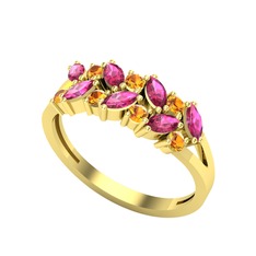 Alida Yüzük - Rodolit garnet ve sitrin 8 ayar altın yüzük #gk1geh