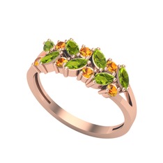 Alida Yüzük - Peridot ve sitrin 8 ayar rose altın yüzük #ikadmj