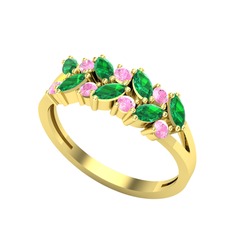 Alida Yüzük - Yeşil kuvars ve pembe kuvars 14 ayar altın yüzük #iwaeej