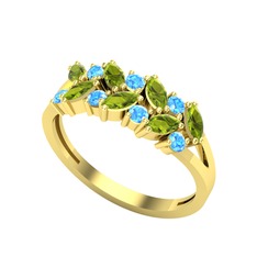 Alida Yüzük - Peridot ve akuamarin 18 ayar altın yüzük #k3we4q