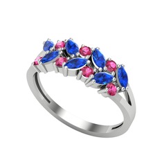 Alida Yüzük - Lab safir ve rodolit garnet 925 ayar gümüş yüzük #kd3ojk