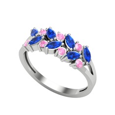 Alida Yüzük - Lab safir ve pembe kuvars 18 ayar beyaz altın yüzük #kgh9mb