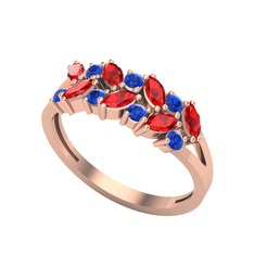 Alida Yüzük - Garnet ve lab safir 18 ayar rose altın yüzük #mhzf1v