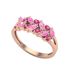 Alida Yüzük - Pembe kuvars ve rodolit garnet 8 ayar rose altın yüzük #n252iz