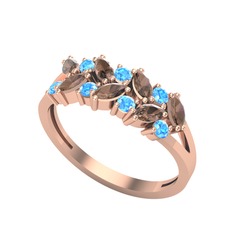 Alida Yüzük - Dumanlı kuvars ve akuamarin 18 ayar rose altın yüzük #nccoda