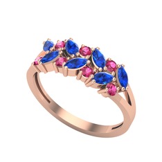 Lab safir ve rodolit garnet 8 ayar rose altın yüzük
