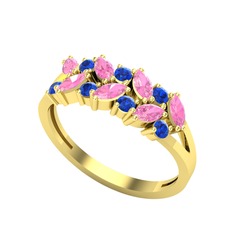 Alida Yüzük - Pembe kuvars ve lab safir 18 ayar altın yüzük #of7lmw