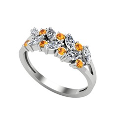 Alida Yüzük - Swarovski ve sitrin 18 ayar beyaz altın yüzük #pzzoh4