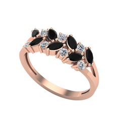Alida Yüzük - Siyah zirkon ve swarovski 18 ayar rose altın yüzük #qw9rfe
