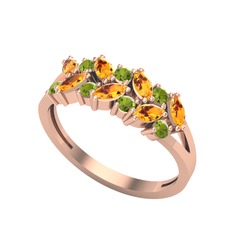 Alida Yüzük - Sitrin ve peridot 925 ayar rose altın kaplama gümüş yüzük #rjdzpr