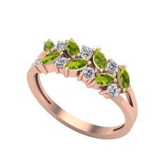 Peridot ve swarovski 18 ayar rose altın yüzük