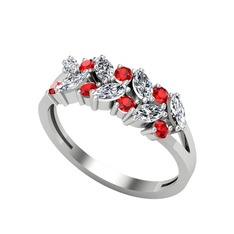 Alida Yüzük - Beyaz zirkon ve garnet 18 ayar beyaz altın yüzük #tcmlwt