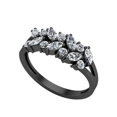 Swarovski 925 ayar siyah rodyum kaplama gümüş yüzük