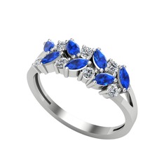 Alida Yüzük - Lab safir ve swarovski 14 ayar beyaz altın yüzük #uk6gfs