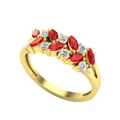 Alida Yüzük - Garnet ve pırlanta 18 ayar altın yüzük (0.252 karat) #uv5ugj