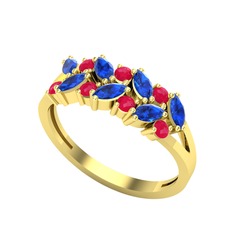 Alida Yüzük - Lab safir ve kök yakut 925 ayar altın kaplama gümüş yüzük #vq99og